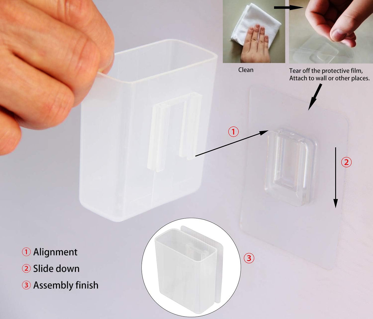 PINOWU [2 Pack] Universal Remote Control Holder 7x6x3cm, Wall Mount Media Organizer Self-Adhesive Storage Box, Office Supply Accessories