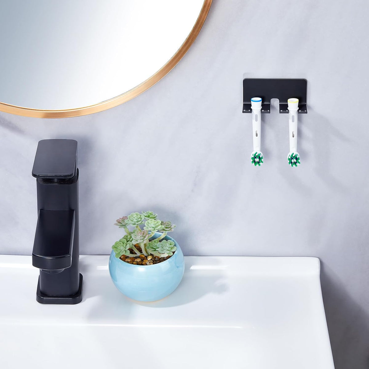 Electric Toothbrush Head Holder, Toothbrush Holders Wall Mounted, Electric Toothbrushs Holder, Bathroom Shower Tooth Brushing Holder, Tooth Brush Head Holder Organiser (Black, Small)