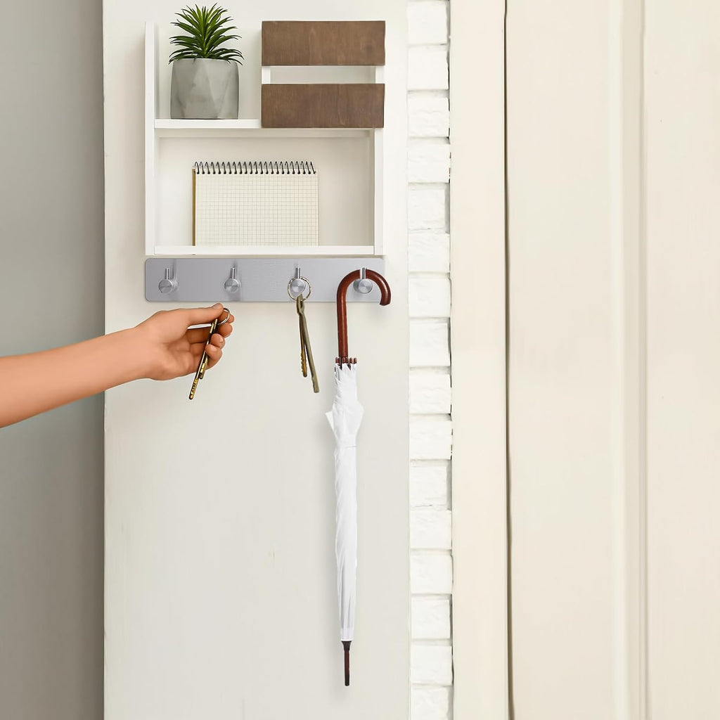 Key Holder with 4 Hooks,Adhesive Key Hanger Organizer for Wall Mount
