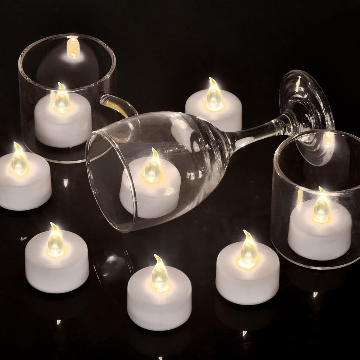100 Pack Flameless LED Tea Lights Candles Flickering 200+ Hours Warm White