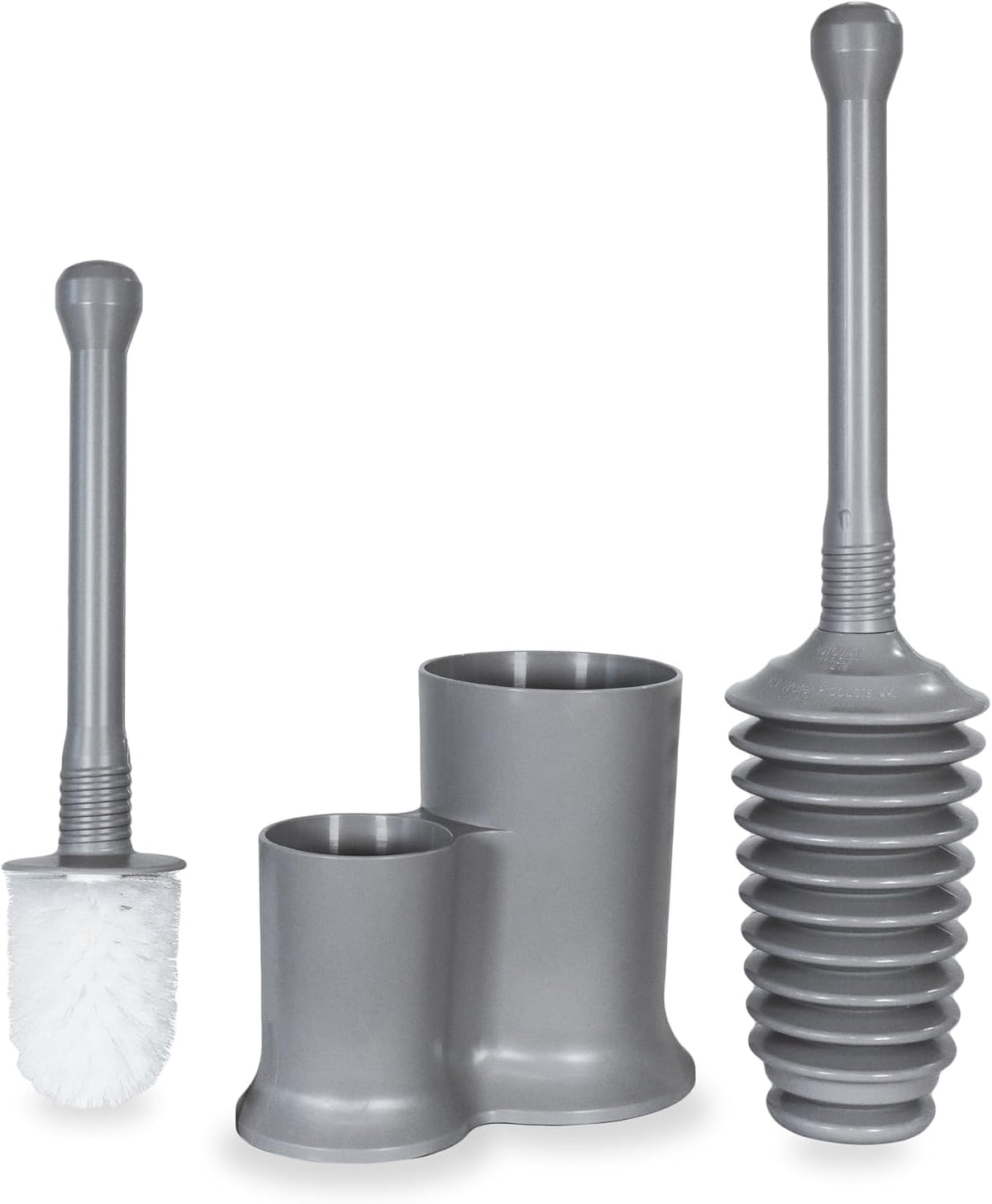 Master Plunger 500 & Toilet Brush Combo Set – Heavy-Duty Gray Toilet Plunger with High-Efficiency Brush and Holder – Durable, Compact Bathroom Cleaning Kit: MP500-C5