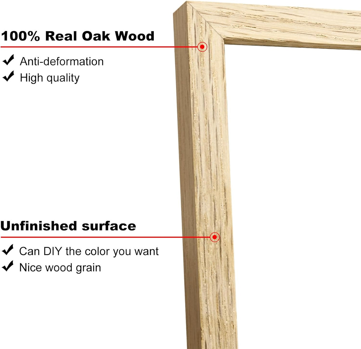 KINLINK 8x10 Picture Frames Natural Oak Wood Frames Set of 4