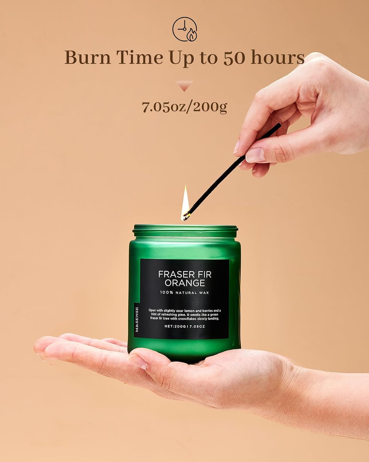 M&SENSE Fraser Fir Orange Non Toxic Christmas Scented Candles 7.05oz 50h