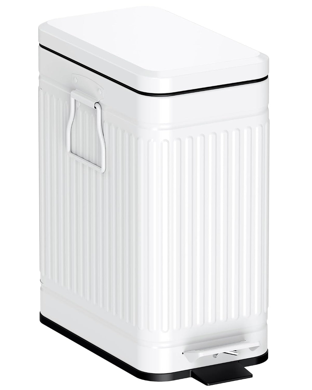 Small Trash Can with Lid, 2.6 Gal Dog Poop Trash Can, White