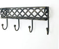 Celtic Knot Key Holder Wall Shelf - Entryway Wall Mounted Organizer with 4 Hooks, Metal Storage for Keys, Wallets, Bags, Hats (Antique Black)
