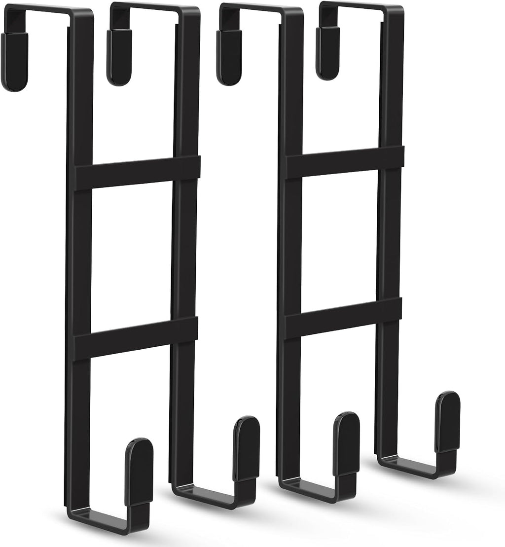FYY Over The Door Hooks, 2 Packs Double Sided-Hanger Fits Door 1-7/8"Black