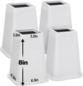 Bigmeta 8" Stable Bed Risers for Dorm Twin XL - White, 4 Pcs