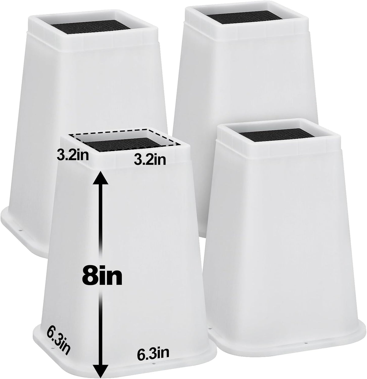 Bigmeta 8" Stable Bed Risers for Dorm Twin XL - White, 4 Pcs