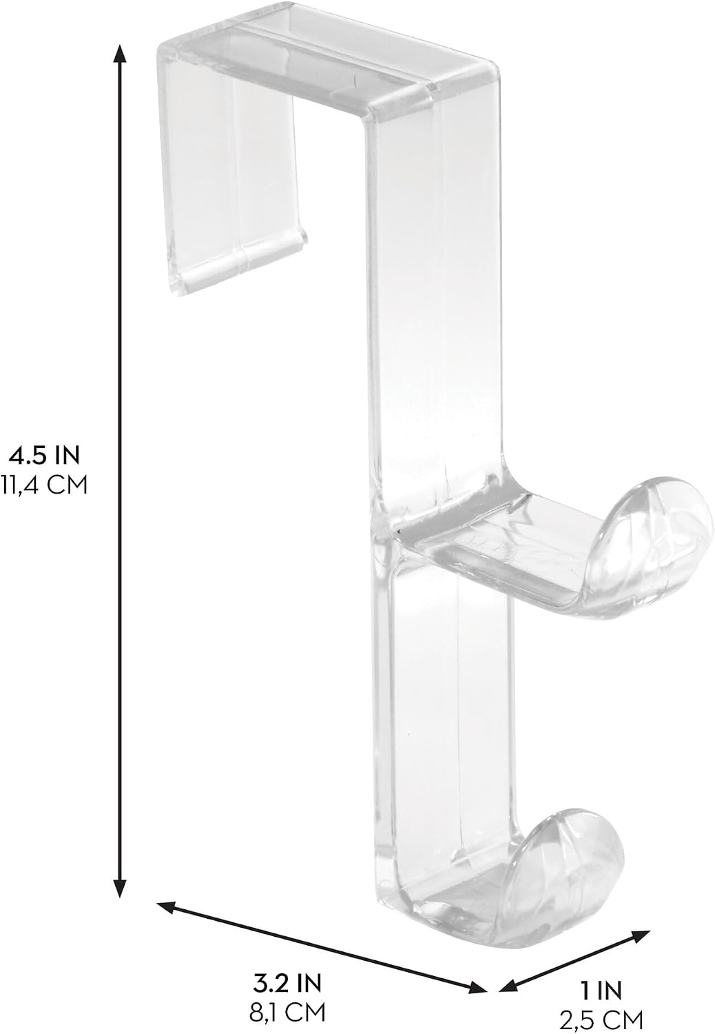 iDesign Over Door Double Hook, Clear, Small, 3-Pack