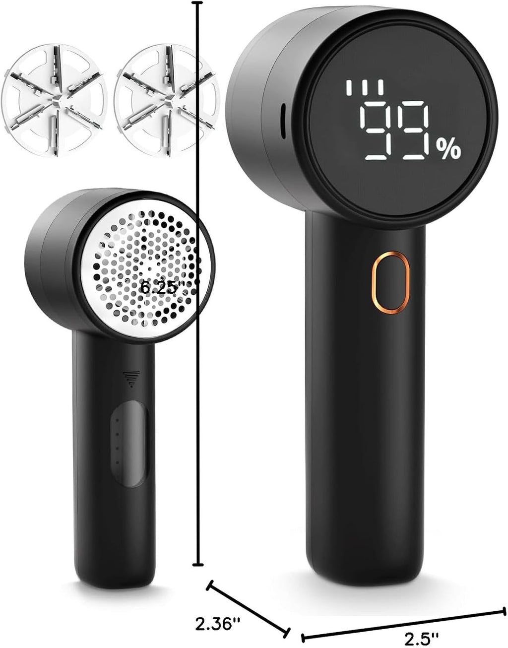 Fabric Shaver, Lint Remover Rechargeable, Electric Portable Sweater Defuzzer with 3 Speeds, 6 Leaf Blades, Digital LED Display to Remove Pilling for Clothes, Furniture, Sweater, Couch, Blanket