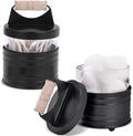 Autumn Alley Deluxe Farmhouse Apothecary Jars Set, Black Bathroom Jars Qtip Holder Glass - Rustic Vanity Organizer for Bathroom Counter, Cotton Balls, Swabs, Rounds, Salts 2-Small Glass with Lids