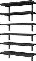 WOPITUES Floating Shelves Set of 6 for Wall Decor & Storage, Black