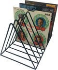 Vinyl Record Storage Holder Stand - Premium Triangle Metal Wire Magazine and Book Rack holds up to 33 Lp Album Records, Simple, Functional and Contemporary Vinyl Organizer - Small 5slots (Rose)