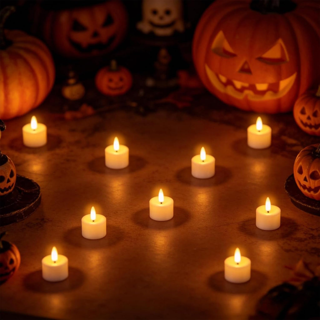 12 White Flameless Votive Candles Battery Operated with 6H Timer