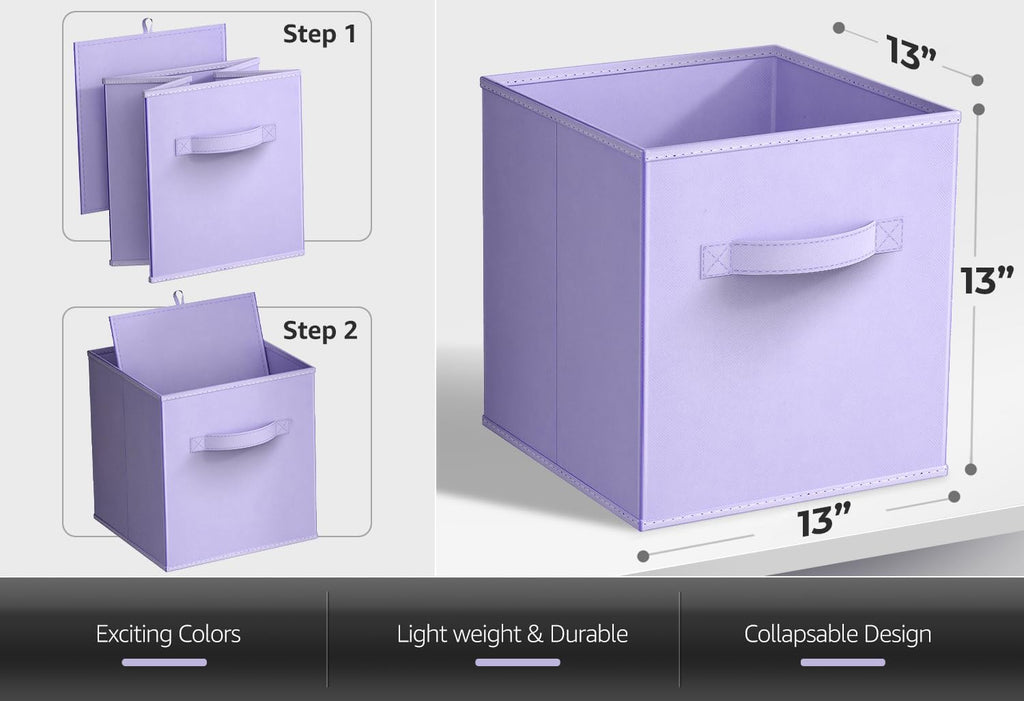 Sorbus 8-Pack Storage Cubes, Collapsible Fabric Baskets (13", Pastel)