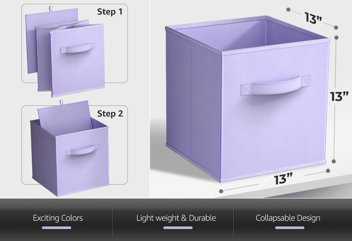 Sorbus 8-Pack Storage Cubes, Collapsible Fabric Baskets (13", Pastel)