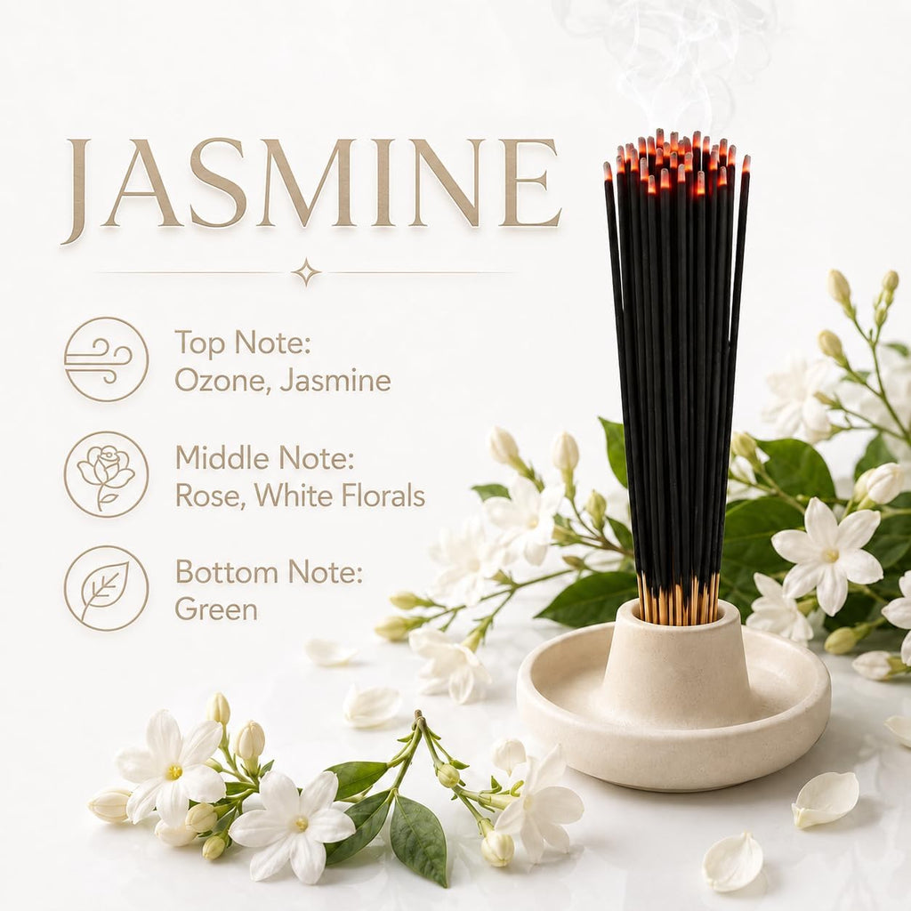 Jasmine Incense Sticks 11" - 1 Bundle 85 to 100 Sticks - Smooth and Clean Long Burn Time, 45 to 60 Minutes.