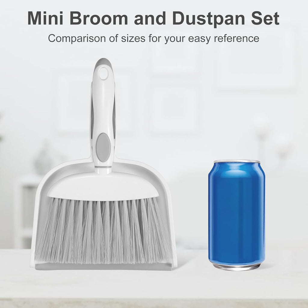 NACENA Small Dust Pan and Brush Set, 2 Pack, White&Gray