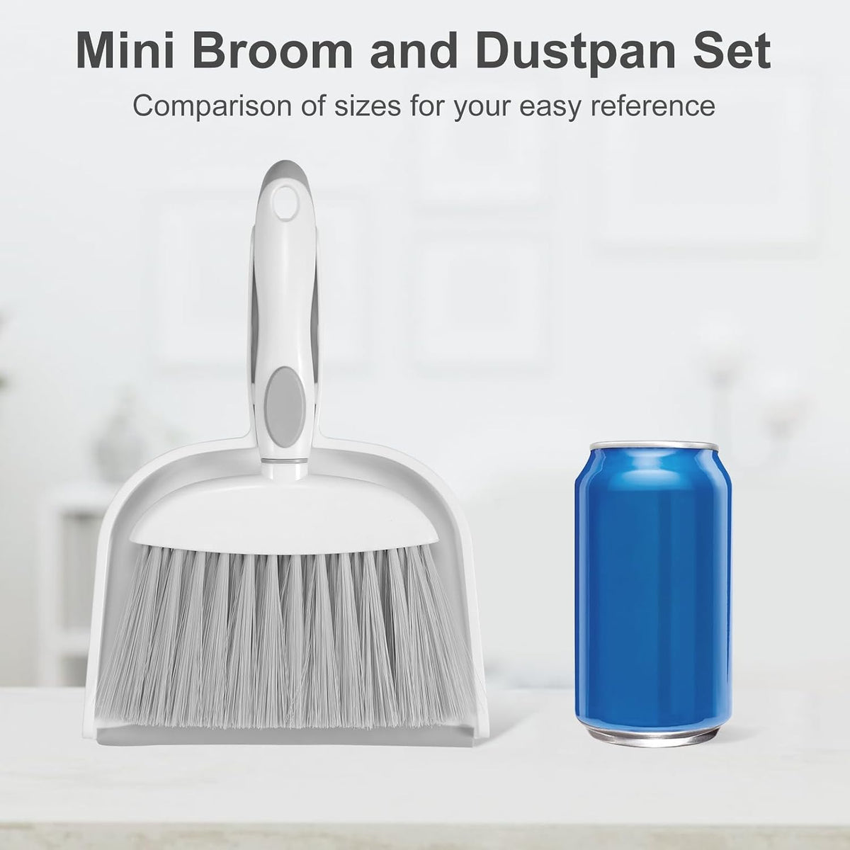 NACENA Small Dust Pan and Brush Set, 2 Pack, White&Gray
