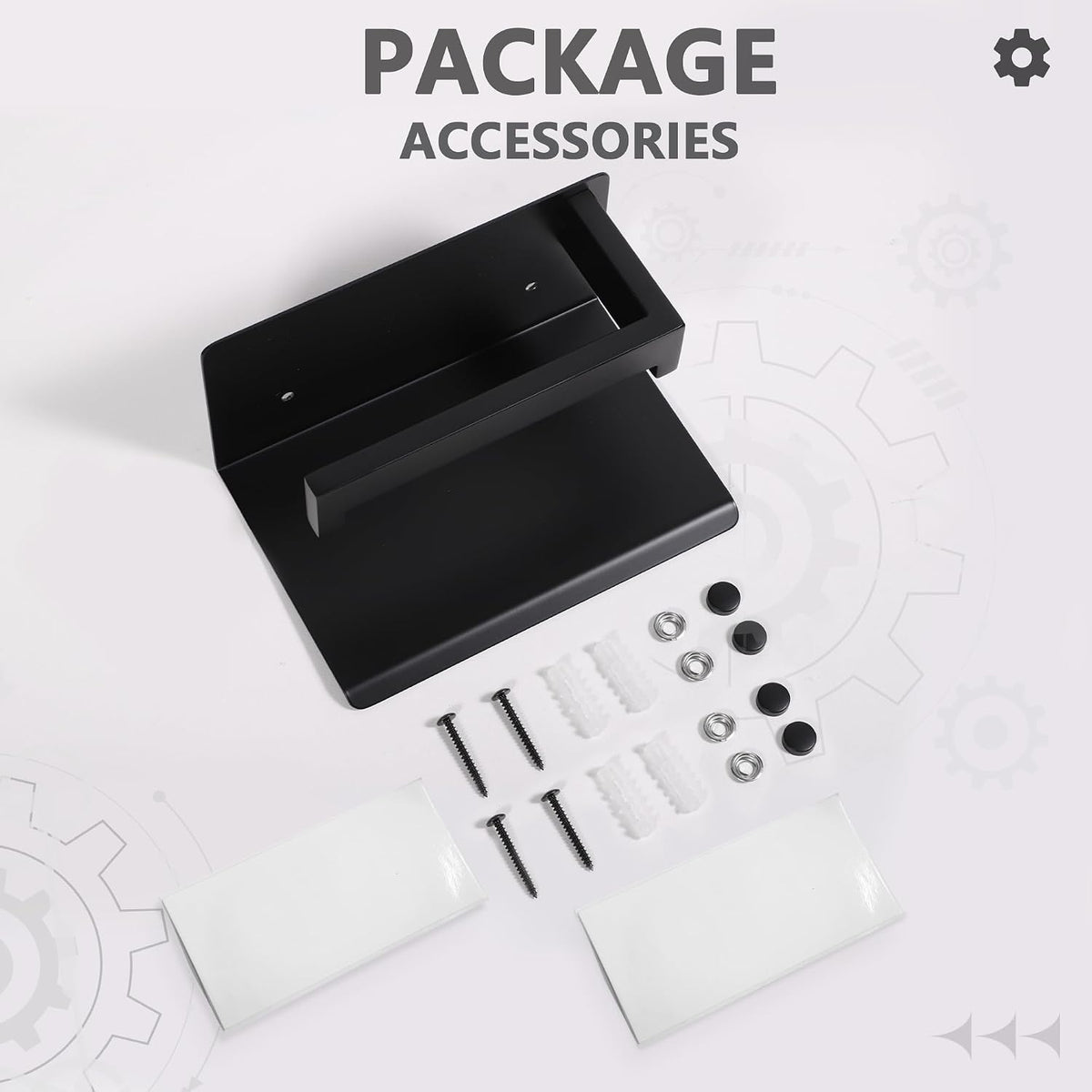 LANC 2 Pack Toilet Paper Holder with Shelf, Toilet Tissue Roll Holder with Phone Shelf for Bathroom Wall Mounted, Toilet Paper Roll Holder Stainless Steel, Matte Black Right Hand A8367MB-P2