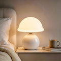 Glass Mushroom Lamp, Dimmable Bedside Table Lamp (White)