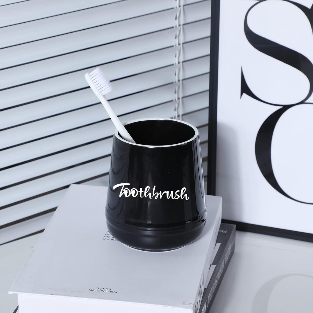 Ceramic Toothbrush, Brushing Holder Easy to Clean (Black)