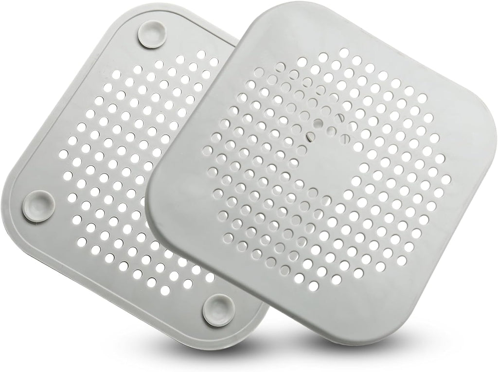 Waziaqoc 2 Pack Drain Hair Catcher, Square Silicone, Grey