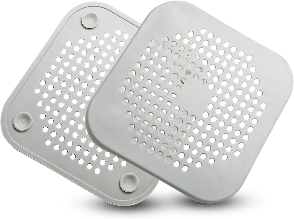 Waziaqoc 2 Pack Drain Hair Catcher, Square Silicone, Grey