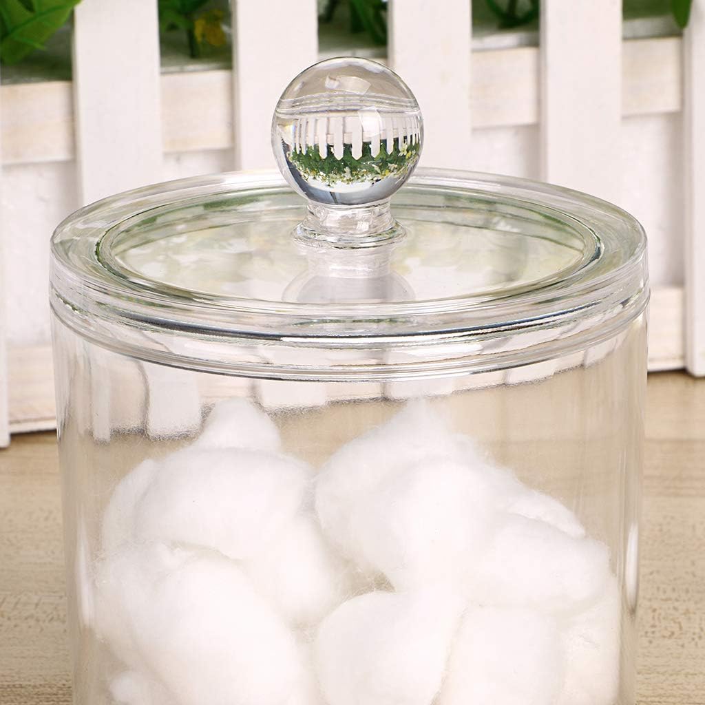 Hipiwe Cotton Ball and Swab Holder Organizer Clear Acrylic Apothecary Jar