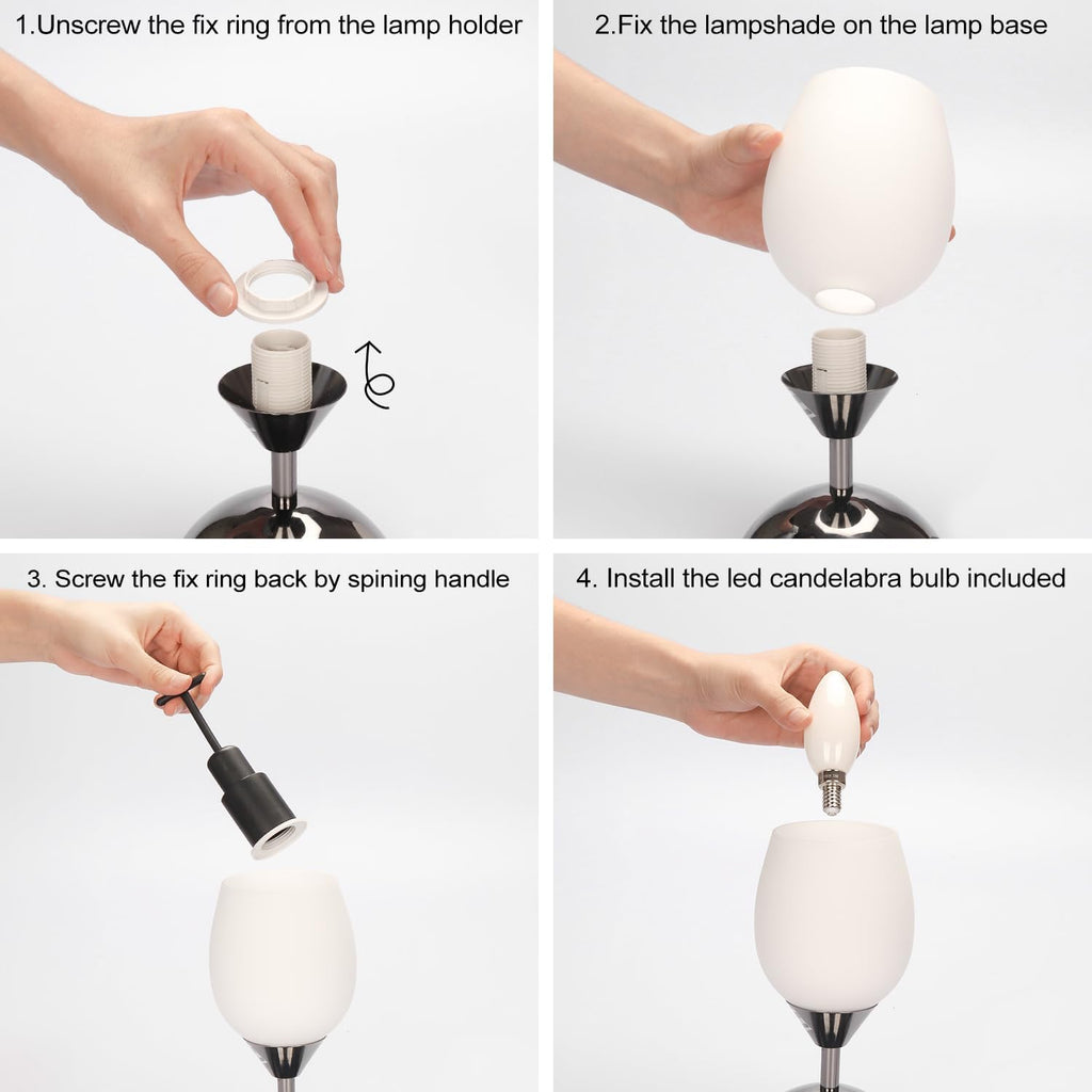 Touch Control Table Lamp Dimmable Small Lamp, Ambient Light with Opal Glass Shade Simple Night Light, Modern Accent Lamp Bedside Nightstand Lamp for Bedroom Living Room, E12 Bulb Included