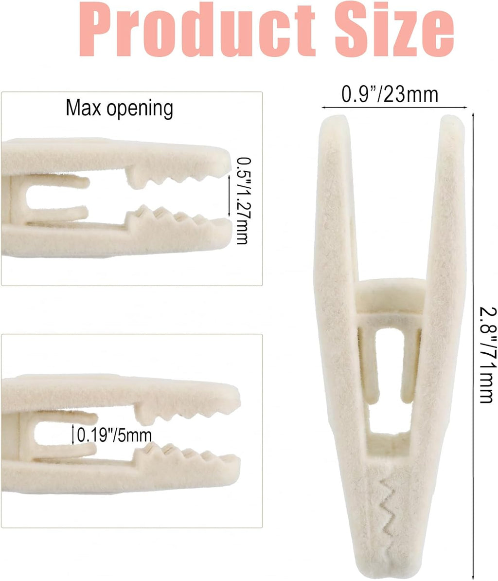 60 Pcs Beige Velvet Hanger Clips, Strong Flocking Finger Clips for Skirts, Pants & Scarves | Non-Slip Clip for Thin Velvet Hangers