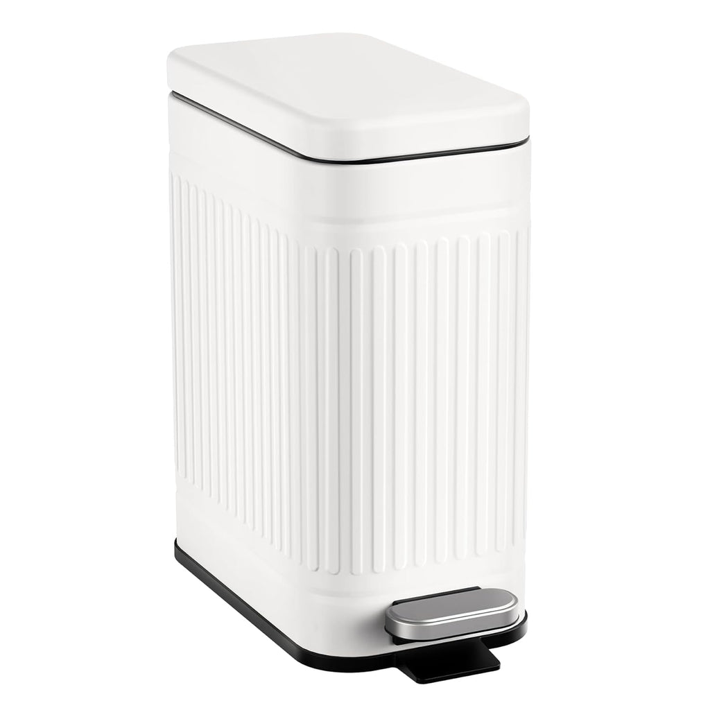 TrashAid 2.6 Gallons Small Bathroom Trash Can with Soft Close Lid, White