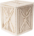 Livalaya Macrame Tissue Box Cover Square Cute Boho Tissue Box Holder, Macrame Napkin Tissues Organizer Toilet Paper holder or Tissues Cube box cover for Bathroom vanity, Bedroom Night Stand Home Décor