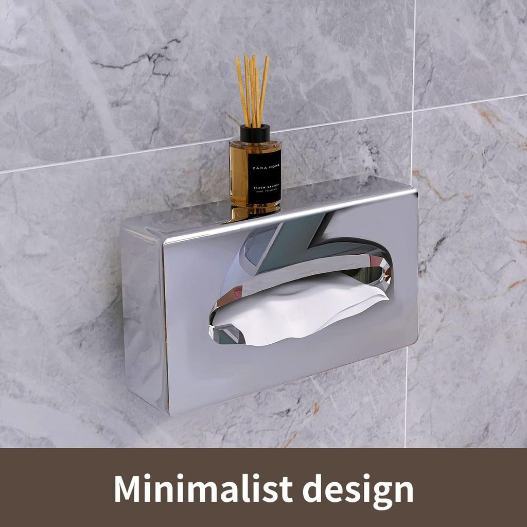 Y-in Hand Tissue Box Cover, Rectangular Mirror Wall Mounted Facial Paper Holder Dispenser, Prefert for Storage on Bathroom Vanity, Kitchen, Night Stand, Countertops Office and Car.
