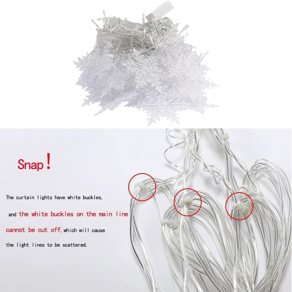 Christmas Snowflakes LED Curtain String Lights 11.5ft/3.5M 96LED Christmas Window Curtain Light Plug in String Light for Christmas Decor,Indoor and Outdoor,Birthday Party,Wedding, Bedroom Patio