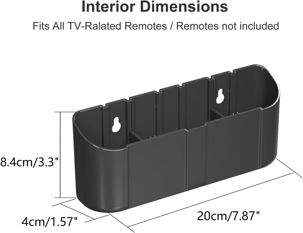 suptek Remote Control Holder Wall Mount，Hole-Free TV Remote Holder for 3 or 4 Remotes, Black, Quantity 1, S4B