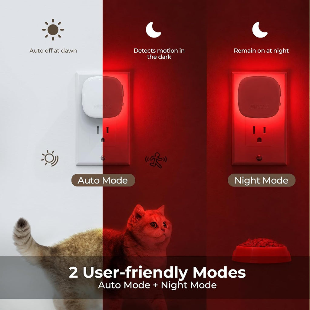 AUVON Plug-in LED Backlit Night Light 4 Packs, Motion & Dusk to Dawn Sensor