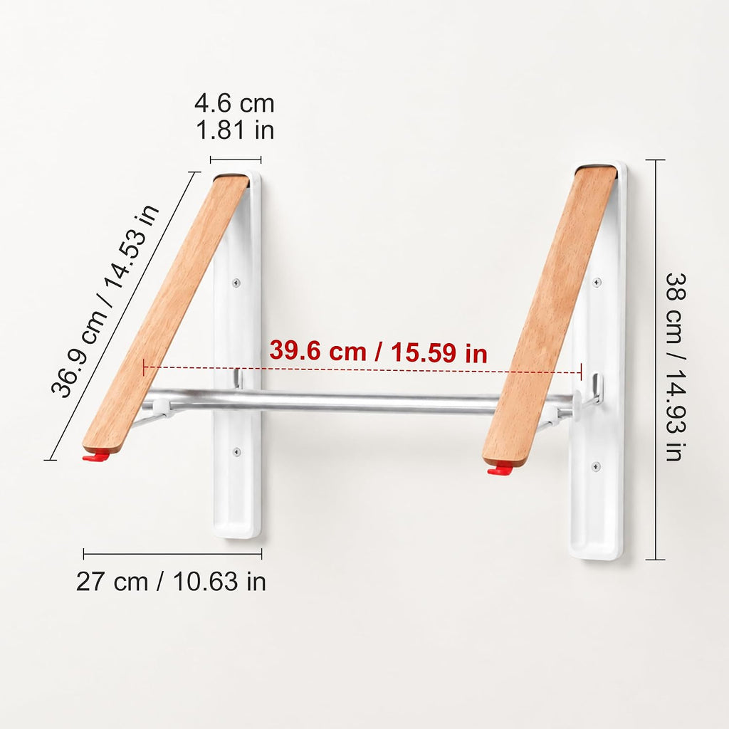RFOUO Foldable Wall Mounted Clothes Drying Rack, 2 Picks with Rod