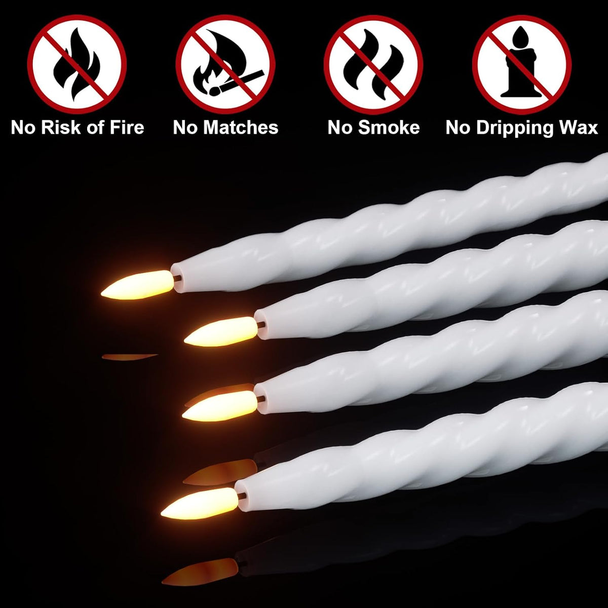 Eldnacele White Flameless Taper Candles Battery Operated with Remote Timer