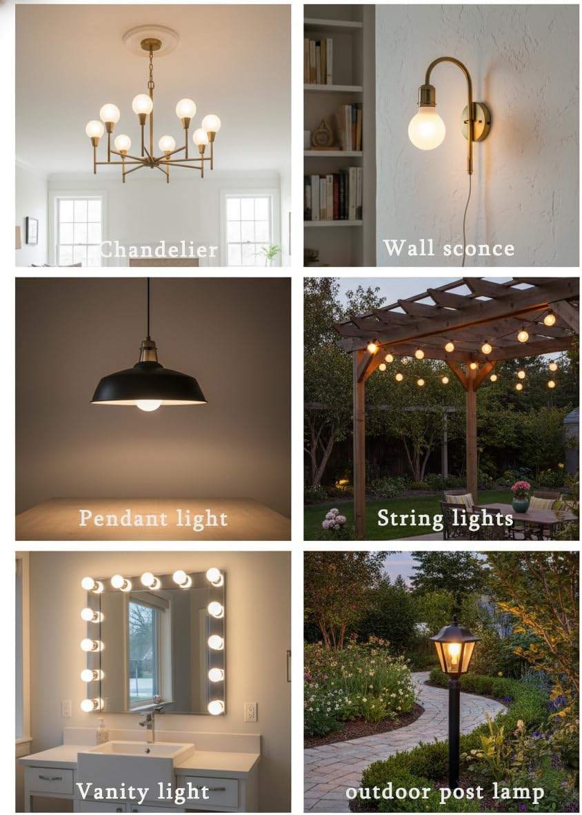25PK G40 LED Frosted Replacement Bulbs, E12 Candelabra Base Globe Bulbs