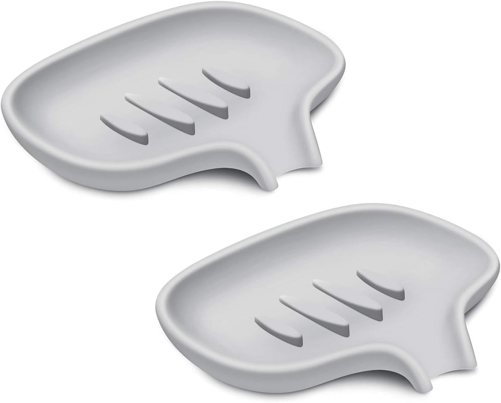 Silicone Soap Dish for Bathroom,Bar Soap Holder for Shower,2 Pack Grey