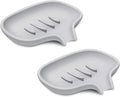 Silicone Soap Dish for Bathroom,Bar Soap Holder for Shower,2 Pack Grey