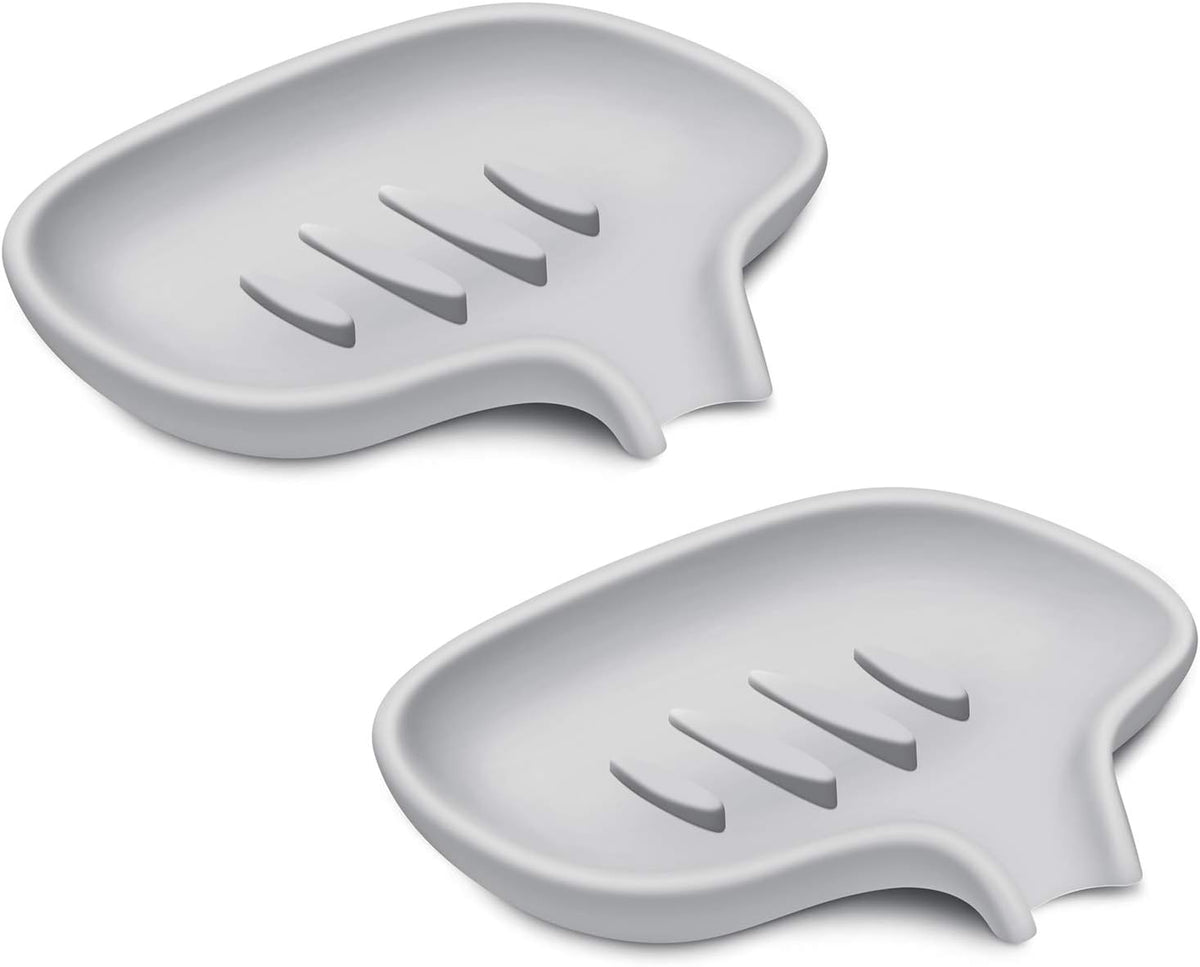 Silicone Soap Dish for Bathroom,Bar Soap Holder for Shower,2 Pack Grey