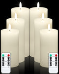 VIHOSE 6 Pack Lvory White Flameless Candles Set with Remote and Timer Flickering Flameless Battery Candles Flat Top LED Pillar for Wedding Outdoor Home Festival Decoration(D 3'' H 6'' 7'' 8'')