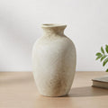 8.3 Inch Beige Ceramic Flower Vase, Rustic Farmhouse Bottle Vase