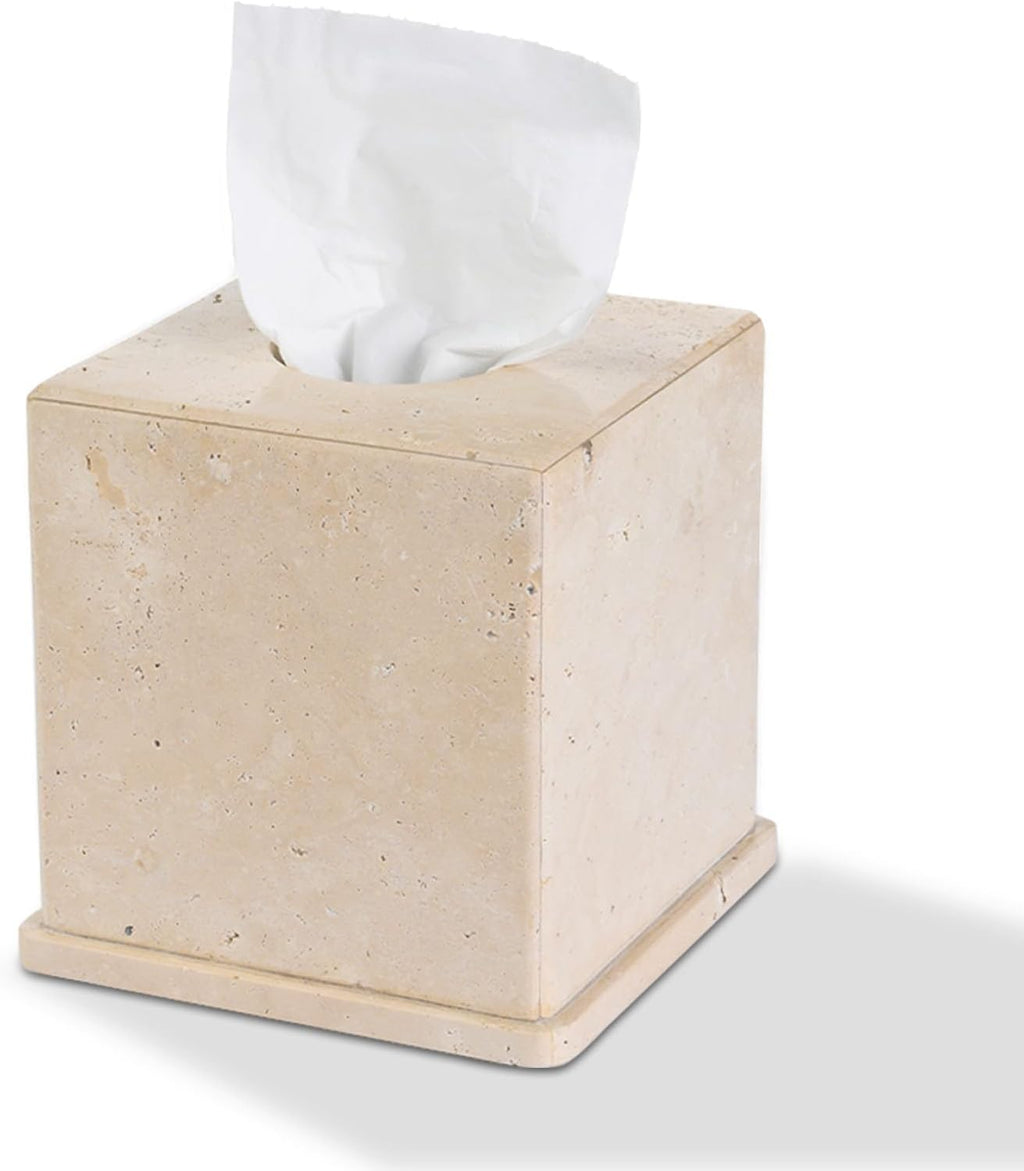 Natural Marble Tissue Box Cover, Beige Tissue Box Holder