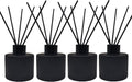 4PCS Reed Diffuser Bottle, Empty Matte Black Glass Jar with Black Sticks,Fragrance Replacement Container 100ml(4, Round)