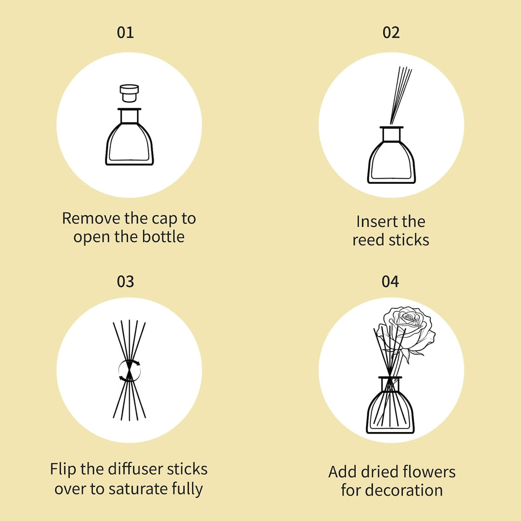 Reed Diffusers Set Jasmine&Lily Scented Diffuser for 140 Days, Flower Diffuser 8.5 fl oz with Dried Flowers and Decorative Rose, Long Lasting Home Fragrance 10 Sticks for Bedroom, Shelf, Office Decor