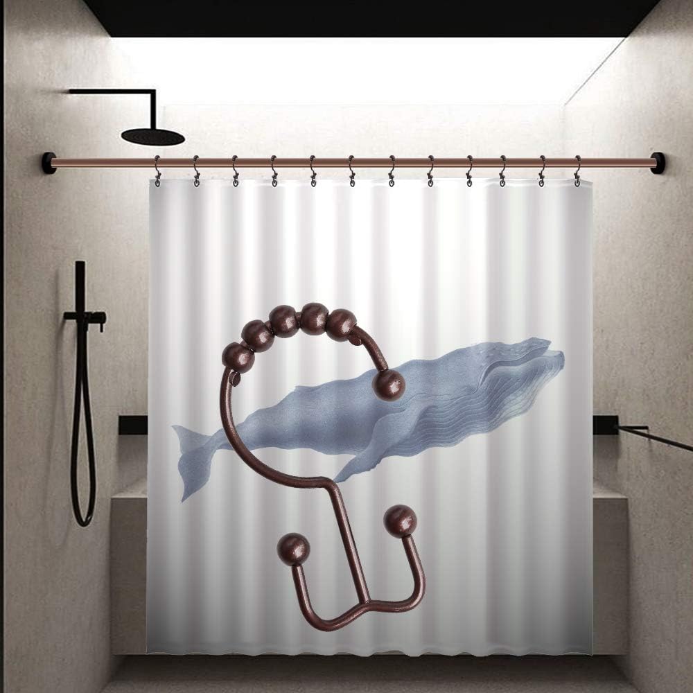 Shower Curtain Hooks Rings for Bathroom, 12PCS Stainless Steel Metal Rust Resistant Balance Sliding Double Curtain Hooks (Bronze)