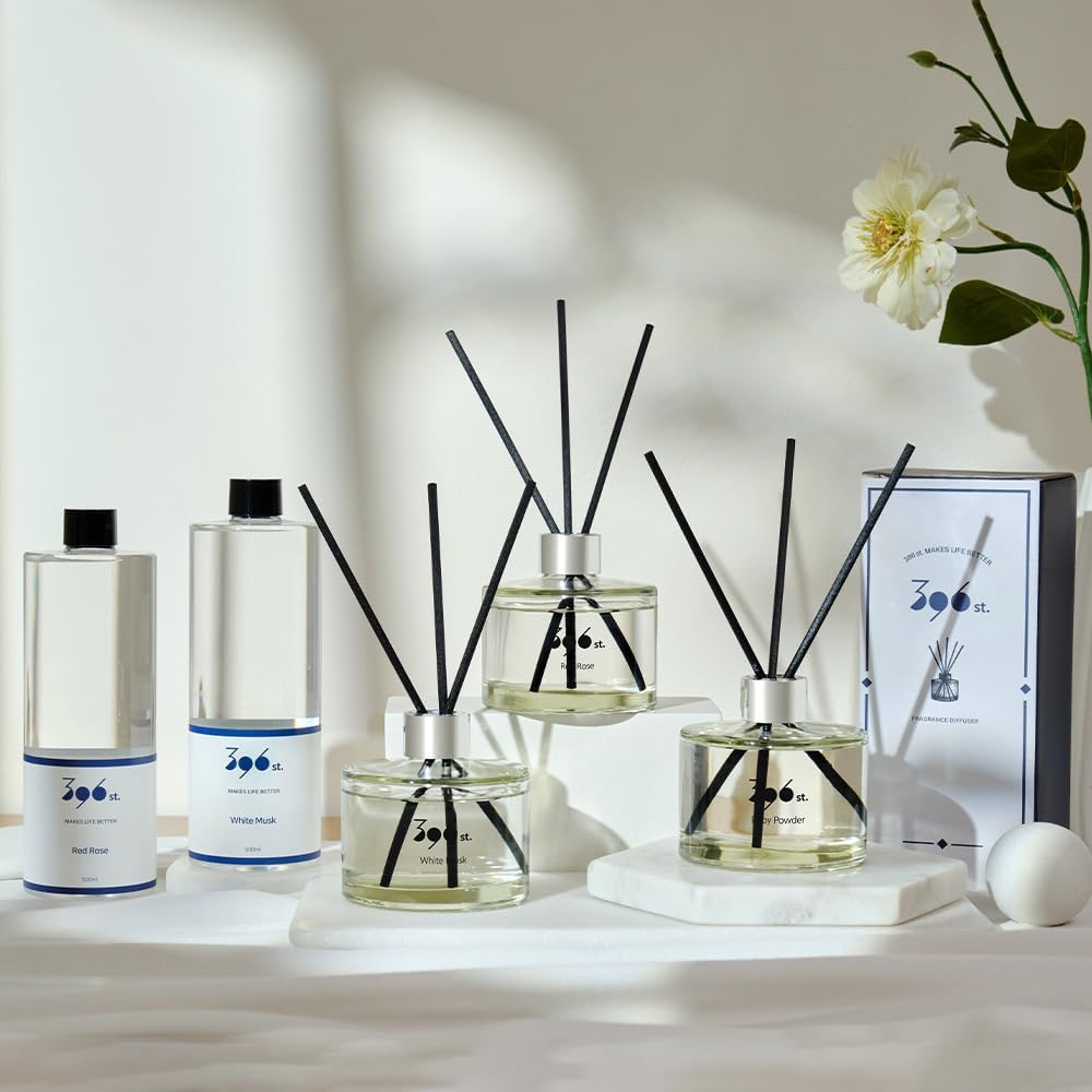 396 st. Reed Diffuser, Baby Powder, 200ml(6.7oz) / Reed Diffuser Sets, Home Fragrance, Scented Oils, Home & Bathroom Décor (Pack of 2)